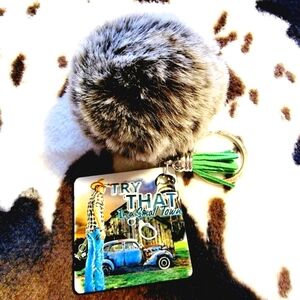 Try That In A Small Town Jason Aldean Pom Pom Tassel Keychain